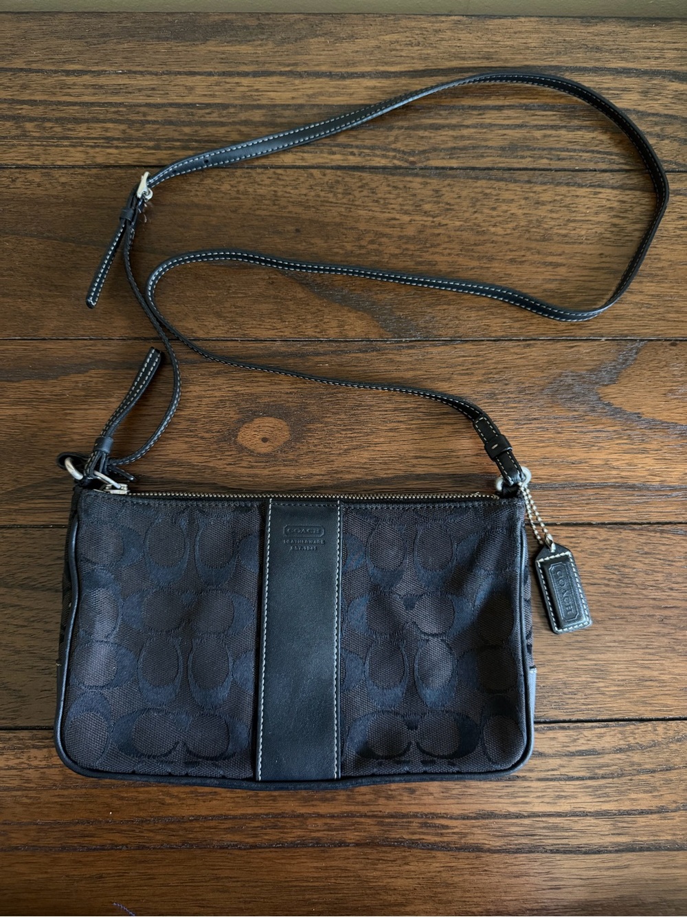Vintage Y2K Coach Signature C Mini Shoulder Bag Black 9x5.5” | Early 2000s
